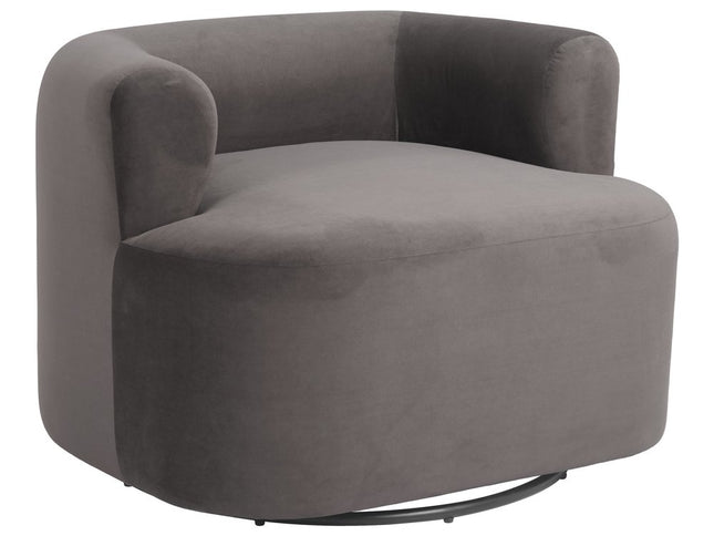 35" Gray Upholstered Swivel Arm Chair