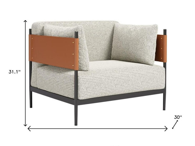 34" Gray Upholstered Arm Chair