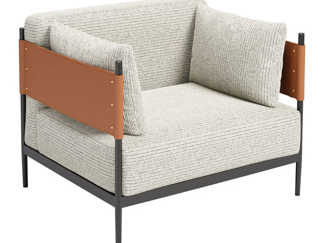 34" Gray Upholstered Arm Chair