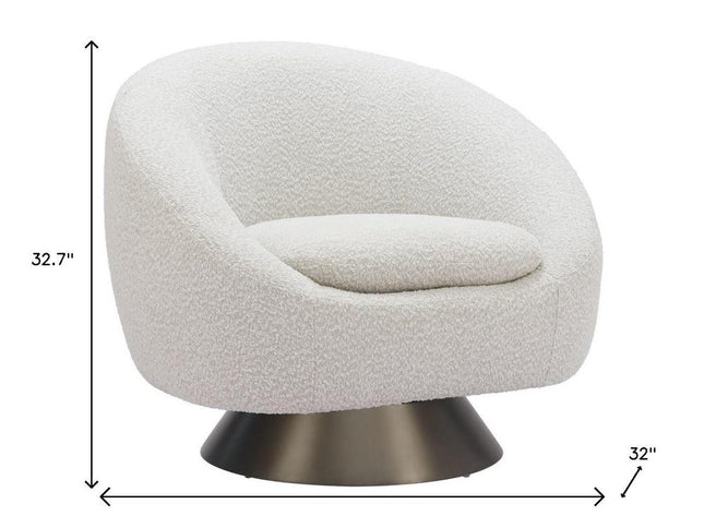 37" Gray Upholstered Swivel Arm Chair