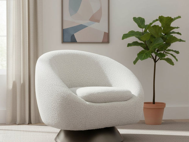 37" Gray Upholstered Swivel Arm Chair