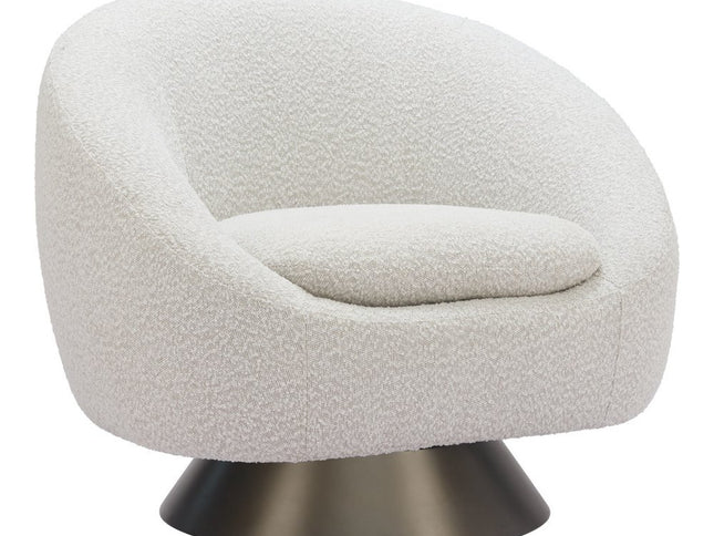 37" Gray Upholstered Swivel Arm Chair