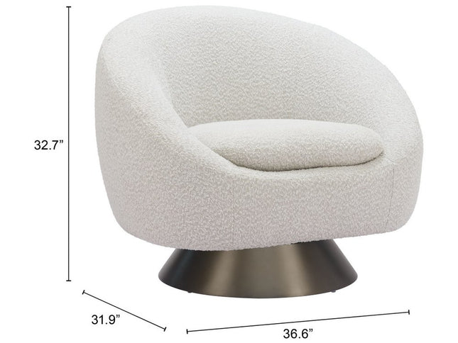 37" Gray Upholstered Swivel Arm Chair