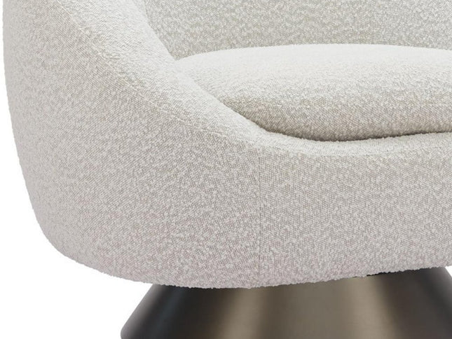 37" Gray Upholstered Swivel Arm Chair