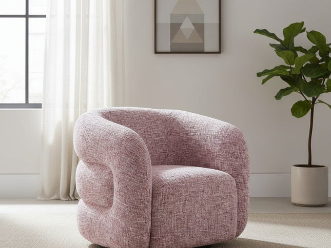 33" Pink Upholstered Swivel Arm Chair