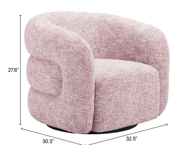 33" Pink Upholstered Swivel Arm Chair