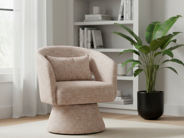 29" Brown Upholstered Swivel Arm Chair