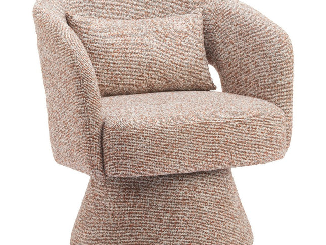 29" Brown Upholstered Swivel Arm Chair
