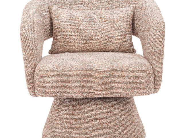 29" Brown Upholstered Swivel Arm Chair