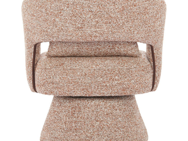 29" Brown Upholstered Swivel Arm Chair