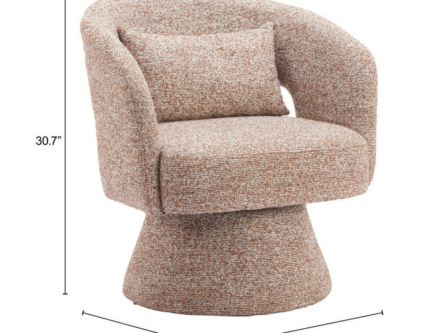 29" Brown Upholstered Swivel Arm Chair