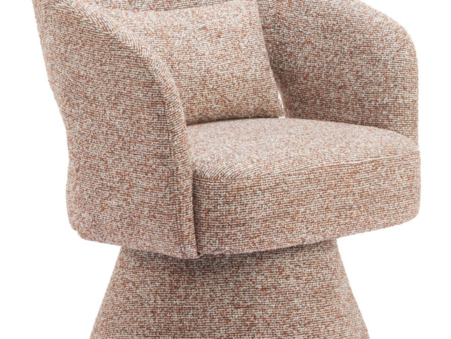 29" Brown Upholstered Swivel Arm Chair