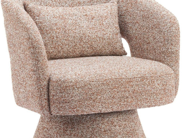 29" Brown Upholstered Swivel Arm Chair