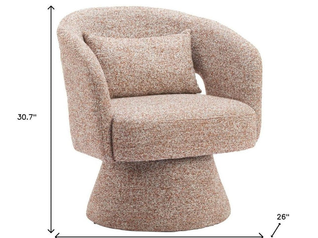 29" Brown Upholstered Swivel Arm Chair