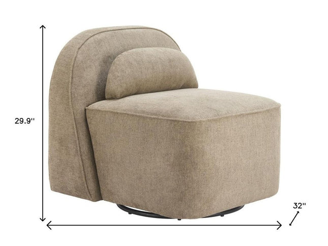 32" Brown Upholstered Swivel Side Chair
