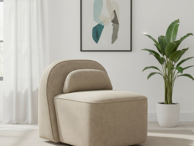 32" Brown Upholstered Swivel Side Chair