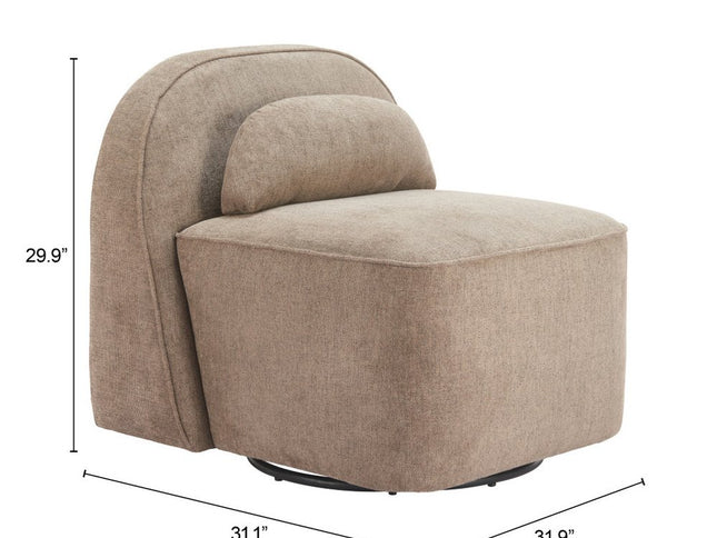 32" Brown Upholstered Swivel Side Chair