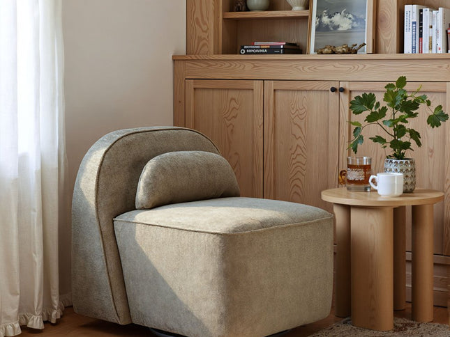 32" Brown Upholstered Swivel Side Chair