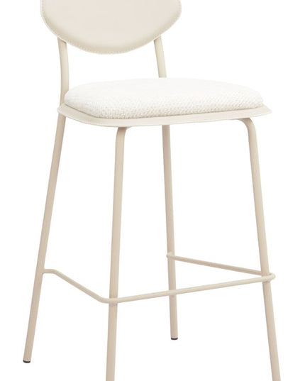 Set of Four 30" Light Gray Fabric Faux Leather and Steel Bar Height Bar Chairs