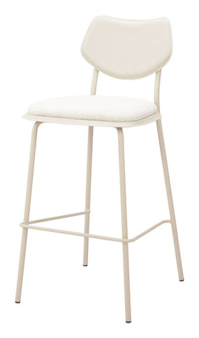 Set of Four 30" Light Gray Fabric Faux Leather and Steel Bar Height Bar Chairs