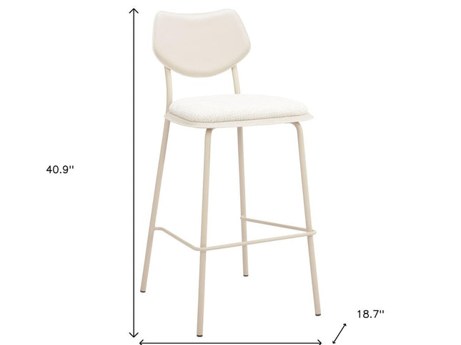 Set of Four 30" Light Gray Fabric Faux Leather and Steel Bar Height Bar Chairs