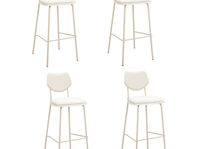 Set of Four 30" Light Gray Fabric Faux Leather and Steel Bar Height Bar Chairs