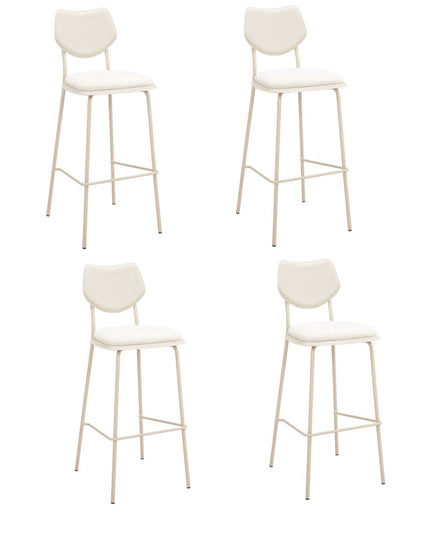 Set of Four 30" Light Gray Fabric Faux Leather and Steel Bar Height Bar Chairs