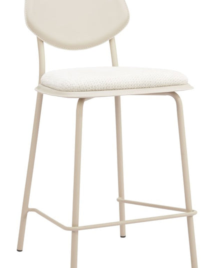 Set of Four 26" Light Gray Fabric Faux Leather and Steel Counter Height Bar Chairs