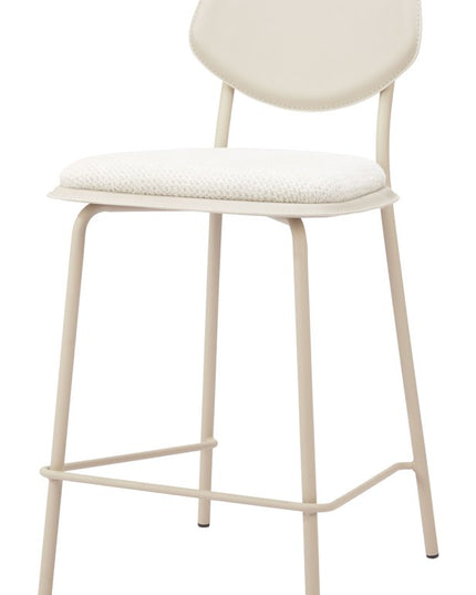 Set of Four 26" Light Gray Fabric Faux Leather and Steel Counter Height Bar Chairs