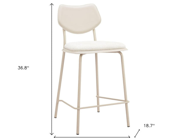 Set of Four 26" Light Gray Fabric Faux Leather and Steel Counter Height Bar Chairs