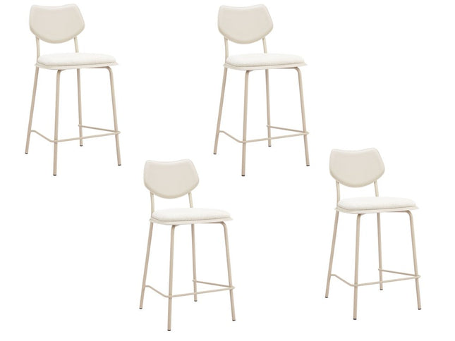 Set of Four 26" Light Gray Fabric Faux Leather and Steel Counter Height Bar Chairs