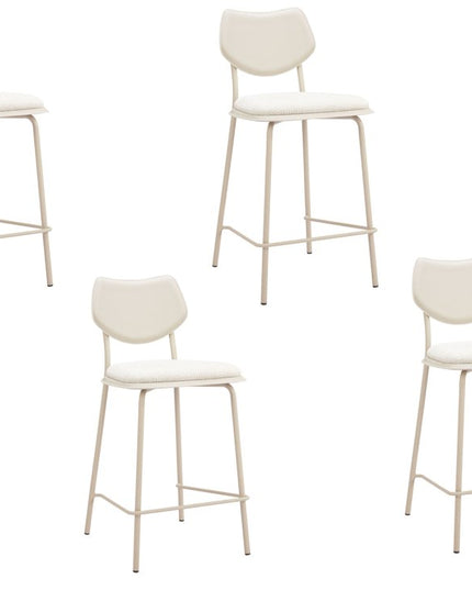 Set of Four 26" Light Gray Fabric Faux Leather and Steel Counter Height Bar Chairs