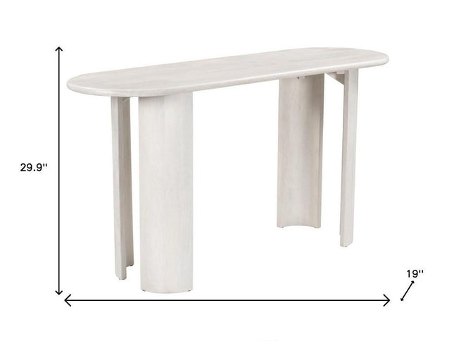 58" White Solid Wood Oval Console Table