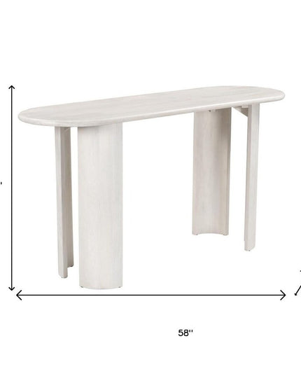 58" White Solid Wood Oval Console Table