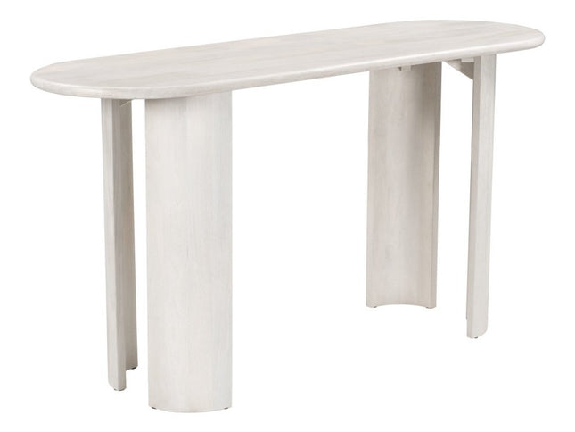 58" White Solid Wood Oval Console Table
