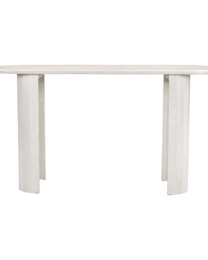 58" White Solid Wood Oval Console Table