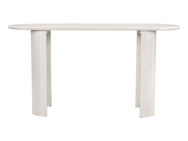 58" White Solid Wood Oval Console Table
