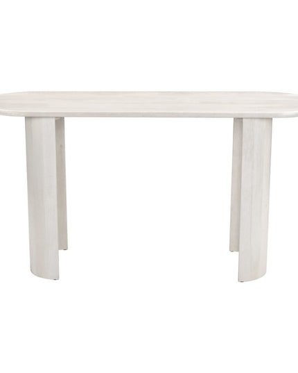 58" White Solid Wood Oval Console Table