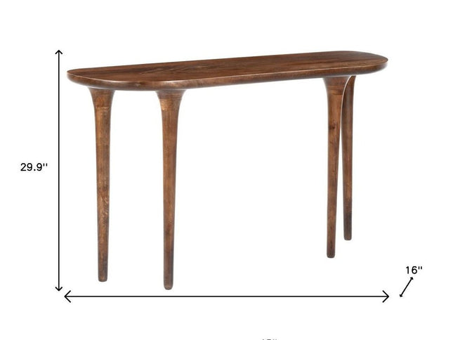 48" Brown Solid Wood Half Circle Console Table