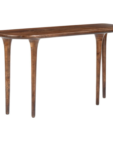 48" Brown Solid Wood Half Circle Console Table