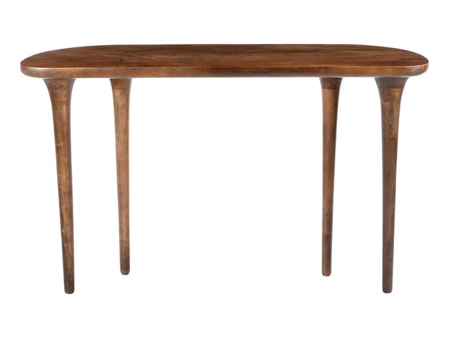 48" Brown Solid Wood Half Circle Console Table
