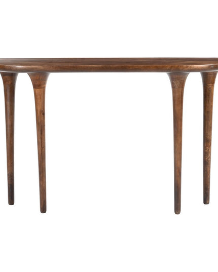 48" Brown Solid Wood Half Circle Console Table