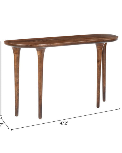 48" Brown Solid Wood Half Circle Console Table
