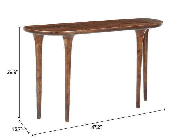 48" Brown Solid Wood Half Circle Console Table