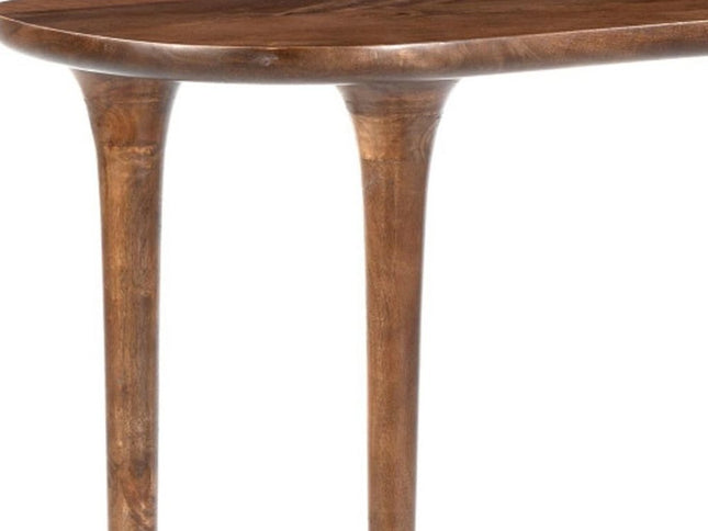 48" Brown Solid Wood Half Circle Console Table
