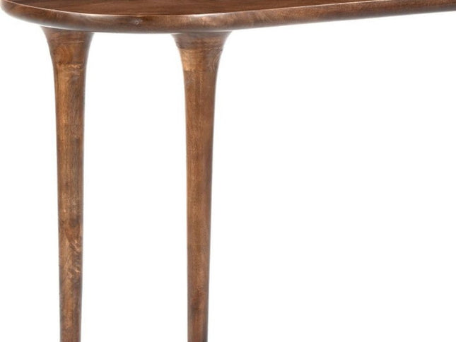 48" Brown Solid Wood Half Circle Console Table