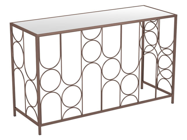 50" Bronze Mirrored Glass and Steel Frame Console Table