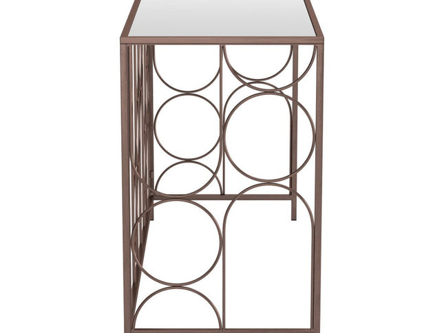 50" Bronze Mirrored Glass and Steel Frame Console Table