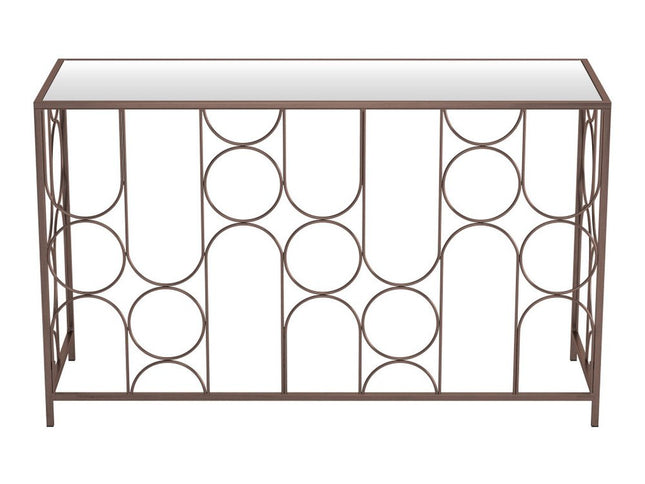 50" Bronze Mirrored Glass and Steel Frame Console Table