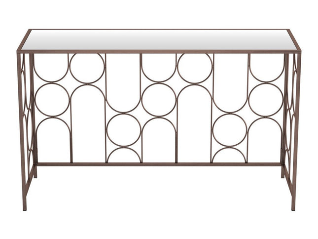 50" Bronze Mirrored Glass and Steel Frame Console Table